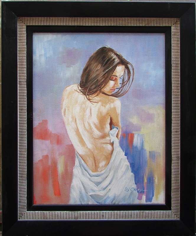 Semi-nude, oil painting by Danie Cronje, FRAMED